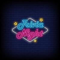 Trivia Nacht Neonzeichen Stil Text Vektor