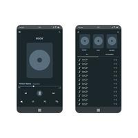 sociala medier. gränssnitt för musikspelare. profil, album, sång, spellista mockup. musiklayoutskärm för smartphone vektor