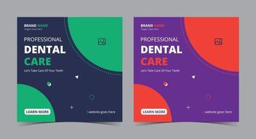 tandvård affisch, tandvård sociala medier inlägg och flygblad vektor