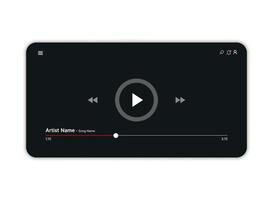 Vorlage für die Benutzeroberfläche des Social Media Video Players. Profil, Album, Lied, Playlist-Modell. Musik-Layout-Bildschirm vektor