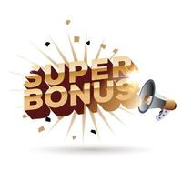 Megaphon mit super Bonus Text Design vektor