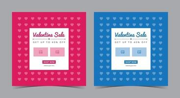 valentine försäljning affisch, valentine sociala medier post och flygblad vektor