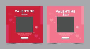 Valentine Sale Poster, Valentine Social Media Post und Flyer vektor