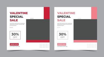 valentine special försäljning affisch, valentine sociala medier post och flygblad vektor