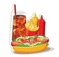 Hot-Dog-Fast-Food-Set, isolierte Vektorillustration vektor