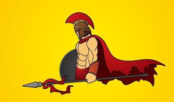 spartanischer Krieger mit Speer und Schild vektor