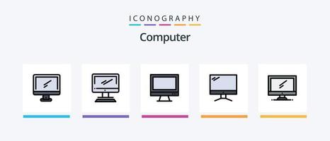 Computer-Linie gefüllt 5 Icon-Pack einschließlich .. kreatives Icon-Design vektor