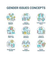 Gender Issues Concept Icons gesetzt vektor