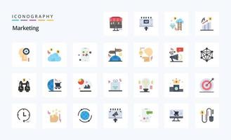 25 Marketing-Flachfarben-Icon-Pack vektor