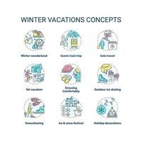 vinter semester koncept ikoner set vektor