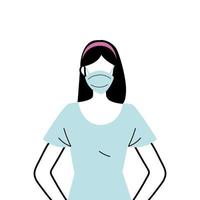 junge Frau, die Gesichtsmaske trägt, um Virus zu verhindern vektor