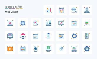 25 Webdesign-Icon-Pack mit flacher Farbe vektor