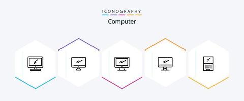 Computer-Icon-Paket mit 25 Zeilen, einschließlich . imac. vektor