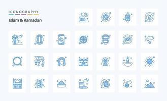 25 islam und ramadan blue icon pack vektor