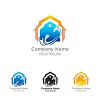 Logodesign im Zusammenhang mit der Reparatur, dem Umbau oder dem Anstrich von Häusern. vektor