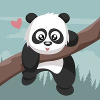 zarter Pandabär, der Ast zum Valentinstag klettert vektor
