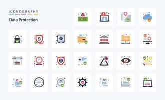 25 flaches Icon-Pack für Datenschutz vektor