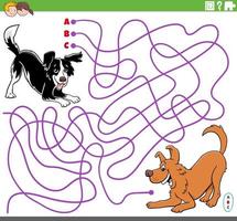 pädagogisches Labyrinthspiel mit verspielten Cartoon-Hunden vektor