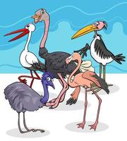 Karikaturillustration der Wildvogelartengruppe vektor