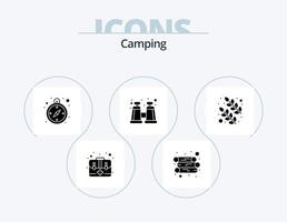 camping glyf ikon packa 5 ikon design. . natur. logistik. löv. spyglass vektor