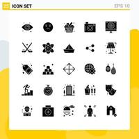 Stock Vector Icon Pack mit 25 Zeilenzeichen und Symbolen für wohltätige Zwecke Picknickwagen Urlaubsartikel editierbare Vektordesign-Elemente