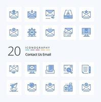 20 E-Mail-Icon-Paket mit blauer Farbe wie E-Mail-Postausgangsbrief finden vektor