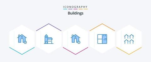 byggnader 25 blå ikon packa Inklusive byggnader. arkitektur. historisk. hus. dollar vektor
