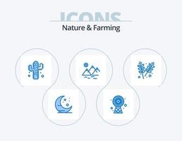 Natur und Landwirtschaft blau Icon Pack 5 Icon Design. Körner. Landwirtschaft. Anlage. Landwirtschaft. Sonne vektor