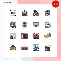packa av 16 kreativ platt Färg fylld rader av gränssnitt app bowling verkan ekologi redigerbar kreativ vektor design element