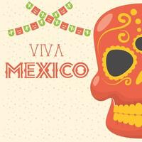 Viva Mexiko Feier mit Schädelmaske vektor