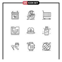 uppsättning av 9 modern ui ikoner symboler tecken för notera bok referens tillbaka till skola marknadsföring redigerbar vektor design element