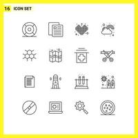 16 thematische Vektorumrisse und editierbare Symbole der glücklichen Freudenschule Happy Tetris editierbare Vektordesign-Elemente vektor