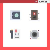 Stock Vector Icon Pack mit 4 Zeilen Zeichen und Symbolen für die Bankentwicklung Bad Code Chip editierbare Vektordesign-Elemente