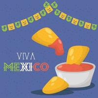 viva mexico feier mit nachos und salsa vektor