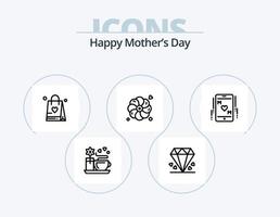 Lycklig mödrar dag linje ikon packa 5 ikon design. . låda band. kvinna vektor