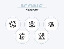 Nachtparty-Line-Icon-Pack 5 Icon-Design. Feuerwerk. Nacht. schnell. Gruppe. Fall vektor