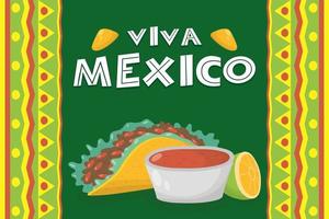 viva mexico feier mit taco und salsa vektor