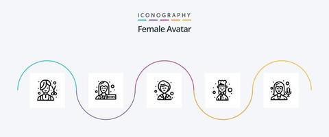 kvinna avatar linje 5 ikon packa Inklusive inspelning. kvinna. affärskvinna. kvinna laga mat. laga mat vektor