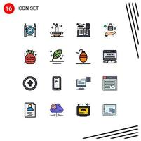 uppsättning av 16 modern ui ikoner symboler tecken för mat säkerhet bokföring skydd bok redigerbar kreativ vektor design element