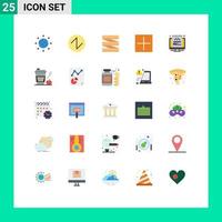 25 flache Farbpakete für die Benutzeroberfläche mit modernen Zeichen und Symbolen der Website-Taxidiät sowie neue bearbeitbare Vektordesignelemente vektor
