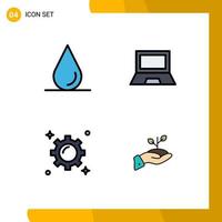 Stock Vector Icon Pack mit 4 Zeilenzeichen und Symbolen für Drop-Marketing-Geräte Laptop-Wachstum editierbare Vektordesign-Elemente