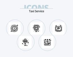 Taxi-Service-Line-Icon-Pack 5 Icon-Design. . Treiber. Unterstützung. Auto. Zeichen vektor