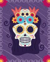 Dia de los Muertos Karte mit Catrina Schädelkopf vektor