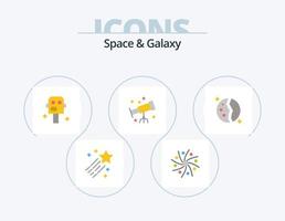 raum und galaxie flach icon pack 5 icon design. Galaxis. Astronomie. Universum. Fernrohr. Astronaut vektor