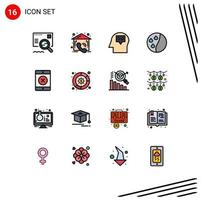 uppsättning av 16 modern ui ikoner symboler tecken för Graf smartphone huvud låst hår terapi redigerbar kreativ vektor design element