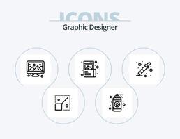 Grafikdesigner Linie Icon Pack 5 Icon Design. trinken. kreativ. Ernte. Handy, Mobiltelefon. Design vektor