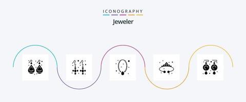 smycke glyf 5 ikon packa Inklusive lyx. Smycken. Smycken. mode. hängsmycke vektor