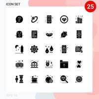 piktogram uppsättning av 25 enkel fast glyfer av ljus födelsedag Ansökan vetenskap labb redigerbar vektor design element
