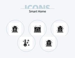 smart Hem glyf ikon packa 5 ikon design. kontrollera. övervaka. fast egendom. Hem. smart vektor