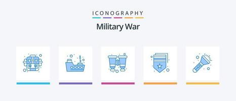 Military War Blue 5 Icon Pack inklusive Camping. Militär. Fernglas. Sparren. Arm. kreatives Symboldesign vektor